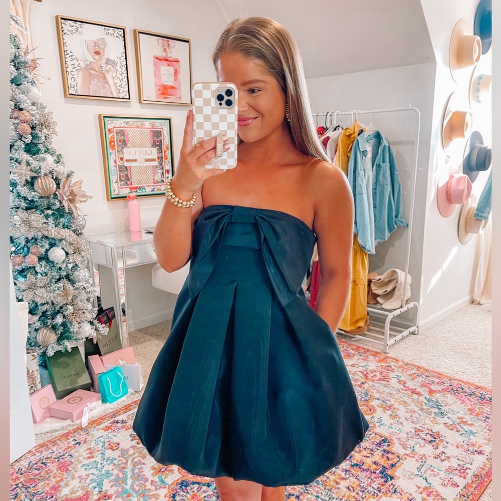 Love Shack Fancy Kerrigan black mini dress